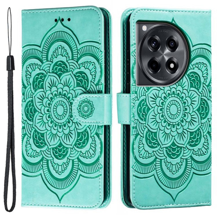 For OnePlus Ace 3 5G Case PU Leather Mandala Imprinted Design Wallet Phone Cover - Green