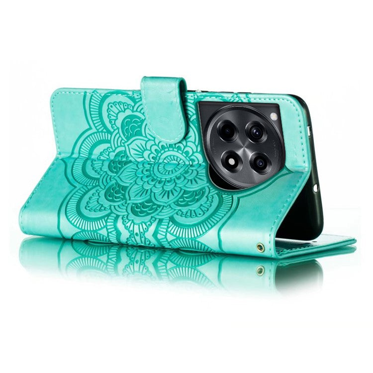 For OnePlus Ace 3 5G Case PU Leather Mandala Imprinted Design Wallet Phone Cover - Green