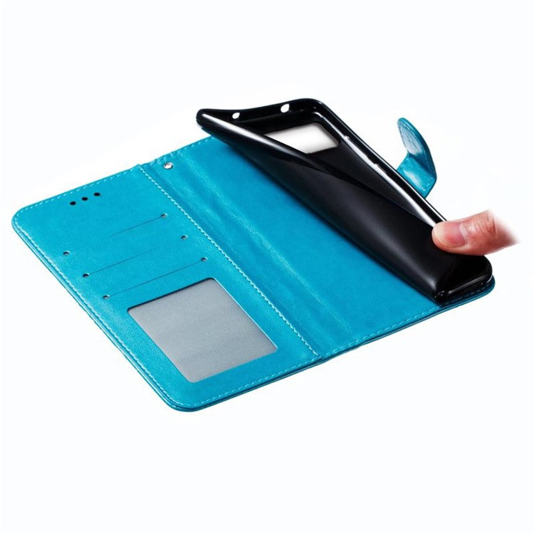 For Google Pixel 8a Case PU Leather Mandala Imprinted Design Wallet Phone Cover - Blue