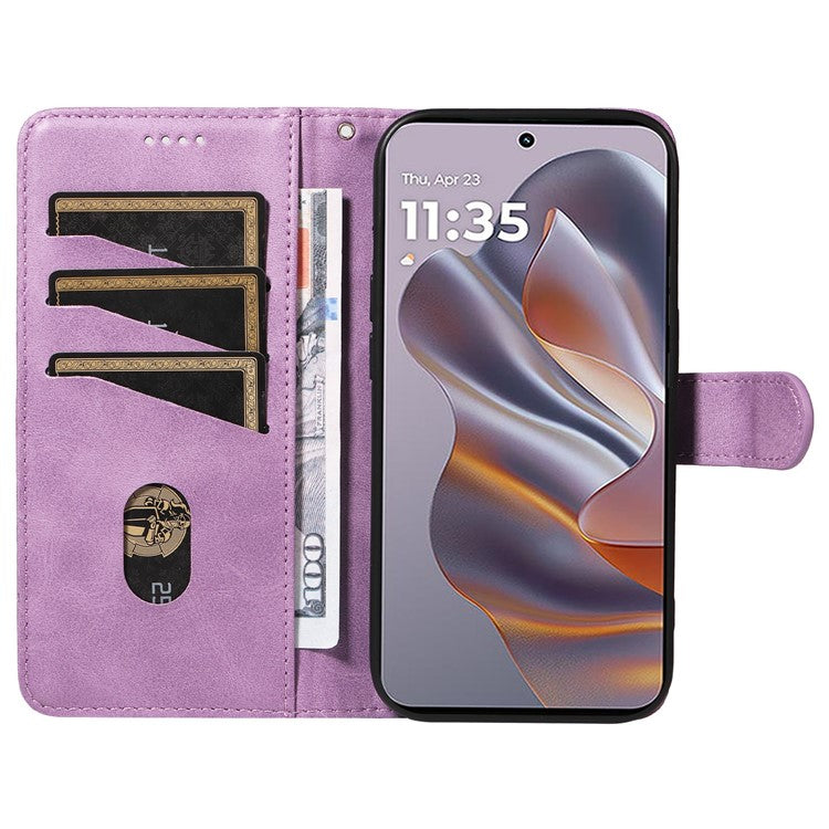 For Motorola Edge 50 Neo 5G / Moto S50 5G / Thinkphone 25 5G Case Flip Wallet T-Shape Lines Leather Phone Cover - Light Purple