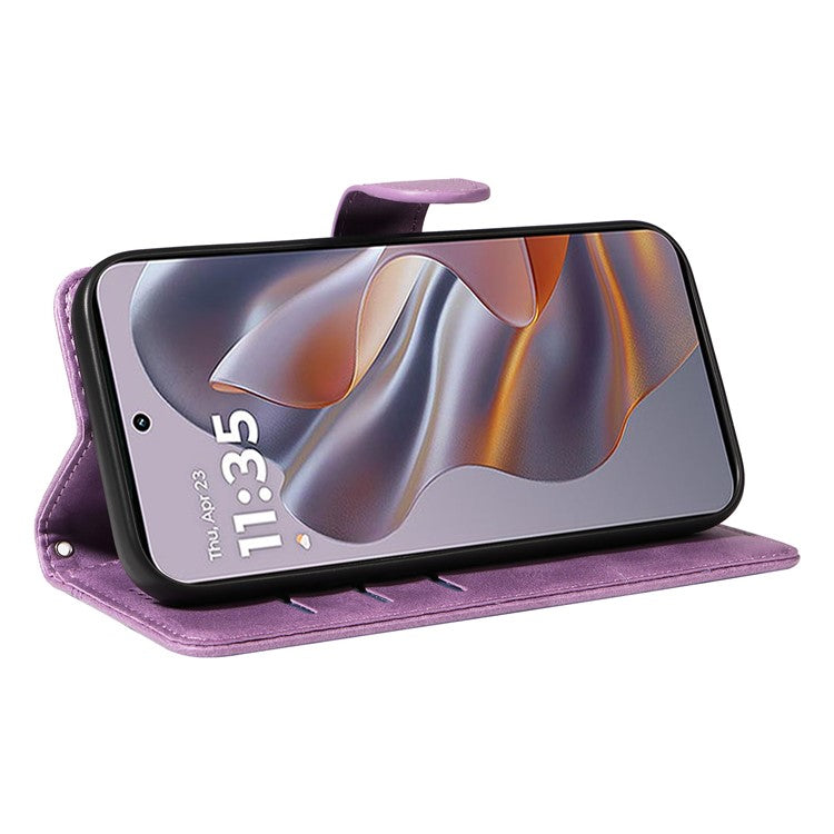 For Motorola Edge 50 Neo 5G / Moto S50 5G / Thinkphone 25 5G Case Flip Wallet T-Shape Lines Leather Phone Cover - Light Purple