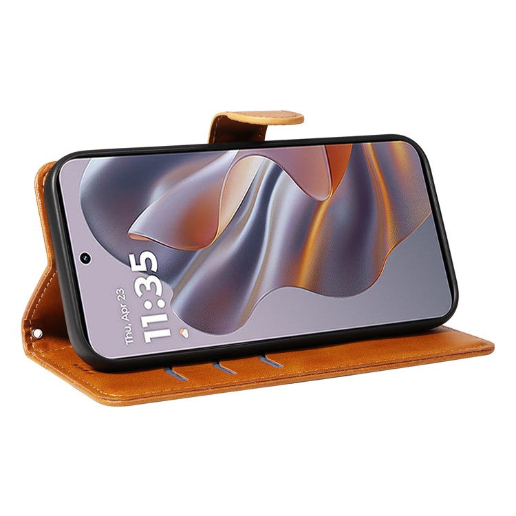 For Motorola Edge 50 Neo 5G / Moto S50 5G / Thinkphone 25 5G Case Flip Wallet T-Shape Lines Leather Phone Cover - Yellow