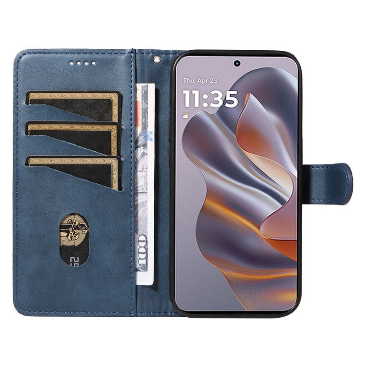 For Motorola Edge 50 Neo 5G / Moto S50 5G / Thinkphone 25 5G Case Flip Wallet T-Shape Lines Leather Phone Cover - Blue