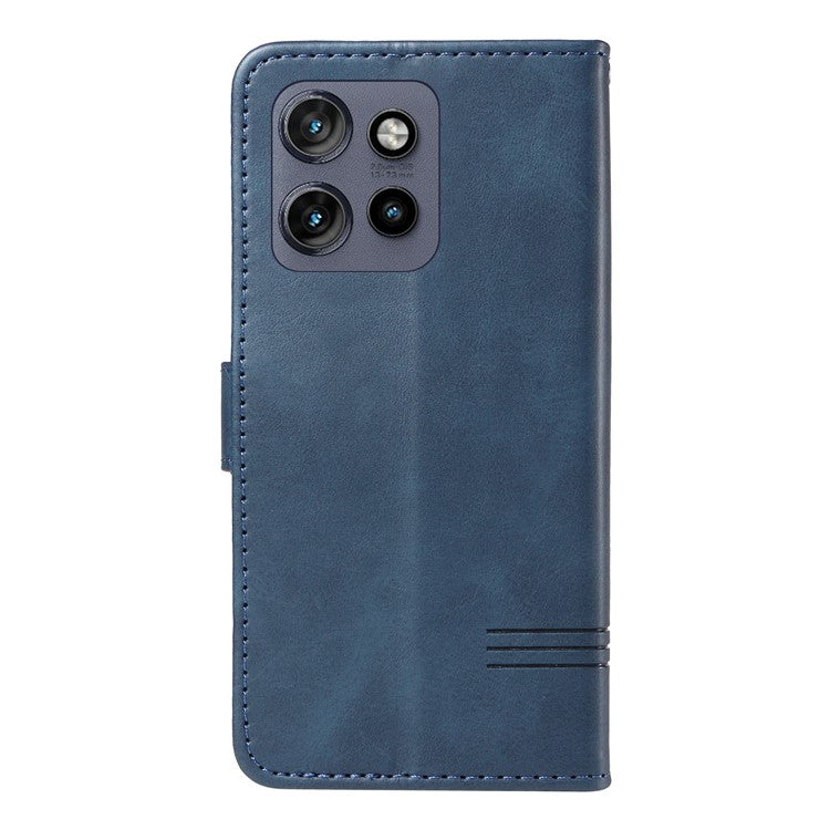 For Motorola Edge 50 Neo 5G / Moto S50 5G / Thinkphone 25 5G Case Flip Wallet T-Shape Lines Leather Phone Cover - Blue
