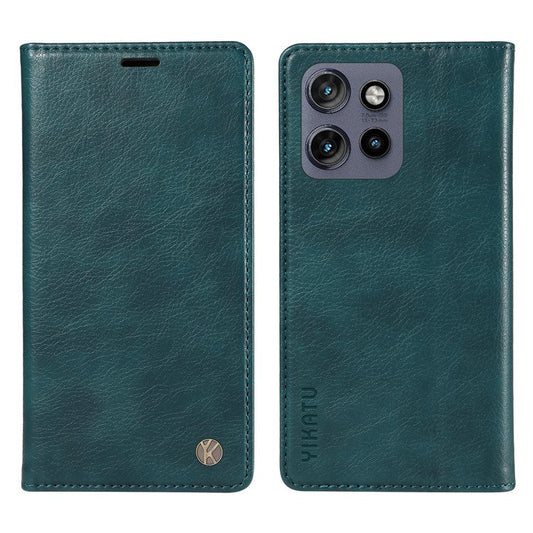 YIKATU YK-006 For Motorola Edge 50 Neo 5G / Moto S50 5G / Thinkphone 25 5G Case Wallet Litchi Grain Leather Phone Cover Magnetic Auto-Absorbed - Blue