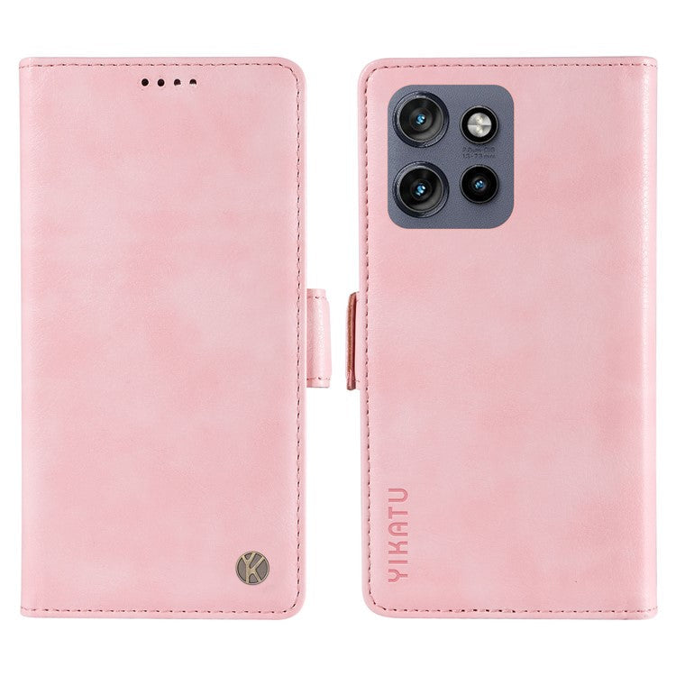 YIKATU YK-007 For Motorola Edge 50 Neo 5G / Moto S50 5G / Thinkphone 25 5G Case Side Buckle PU Leather Phone Cover Litchi Texture - Pink