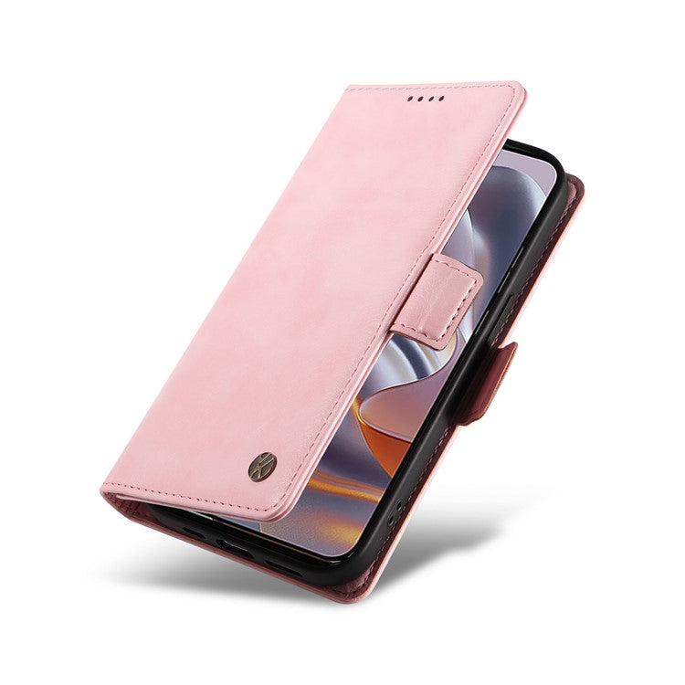 YIKATU YK-007 For Motorola Edge 50 Neo 5G / Moto S50 5G / Thinkphone 25 5G Case Side Buckle PU Leather Phone Cover Litchi Texture - Pink
