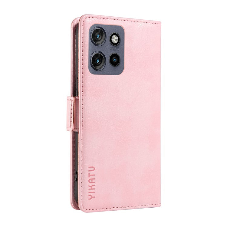 YIKATU YK-007 For Motorola Edge 50 Neo 5G / Moto S50 5G / Thinkphone 25 5G Case Side Buckle PU Leather Phone Cover Litchi Texture - Pink
