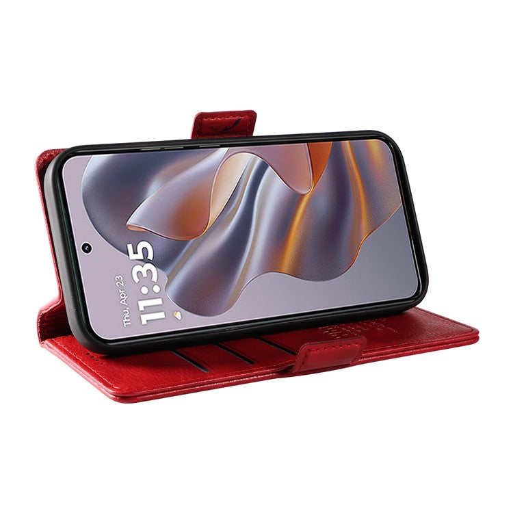 YIKATU YK-007 For Motorola Edge 50 Neo 5G / Moto S50 5G / Thinkphone 25 5G Case Side Buckle PU Leather Phone Cover Litchi Texture - Red