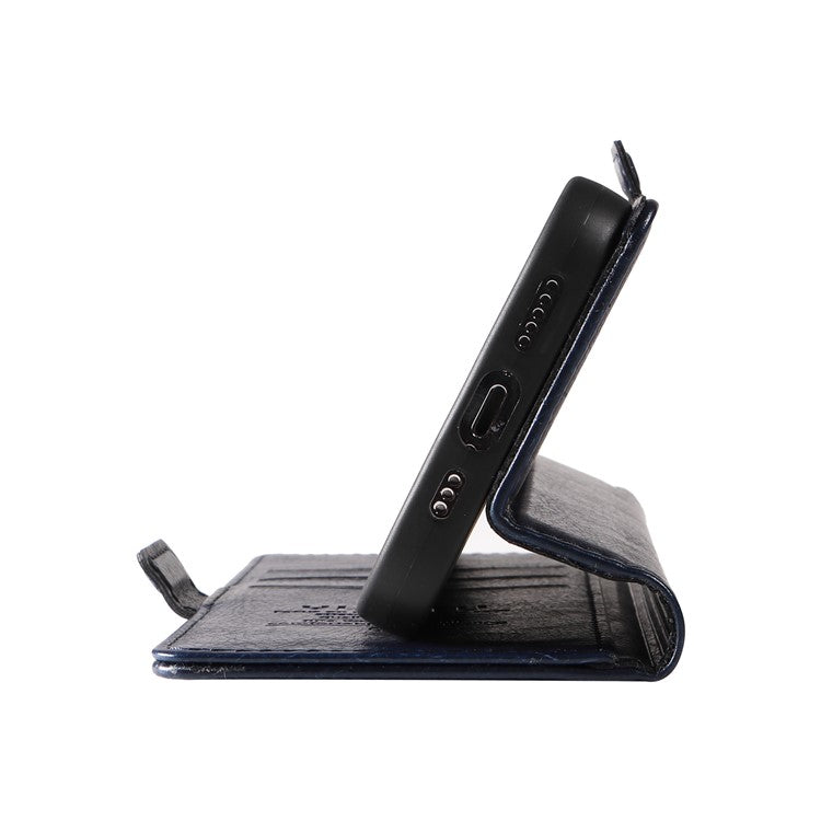 YIKATU YK-007 For Motorola Edge 50 Neo 5G / Moto S50 5G / Thinkphone 25 5G Case Side Buckle PU Leather Phone Cover Litchi Texture - Navy Blue