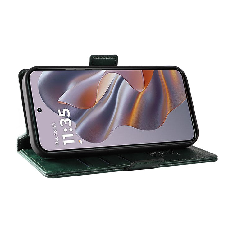 YIKATU YK-007 For Motorola Edge 50 Neo 5G / Moto S50 5G / Thinkphone 25 5G Case Side Buckle PU Leather Phone Cover Litchi Texture - Green