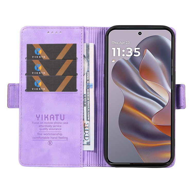 YIKATU YK-007 For Motorola Edge 50 Neo 5G / Moto S50 5G / Thinkphone 25 5G Case Side Buckle PU Leather Phone Cover Litchi Texture - Purple