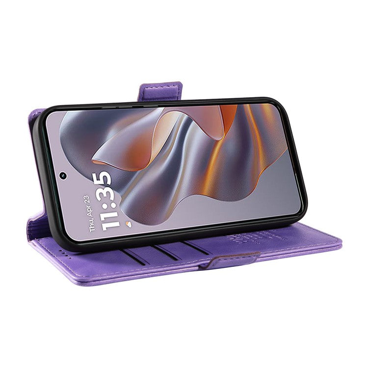 YIKATU YK-007 For Motorola Edge 50 Neo 5G / Moto S50 5G / Thinkphone 25 5G Case Side Buckle PU Leather Phone Cover Litchi Texture - Purple