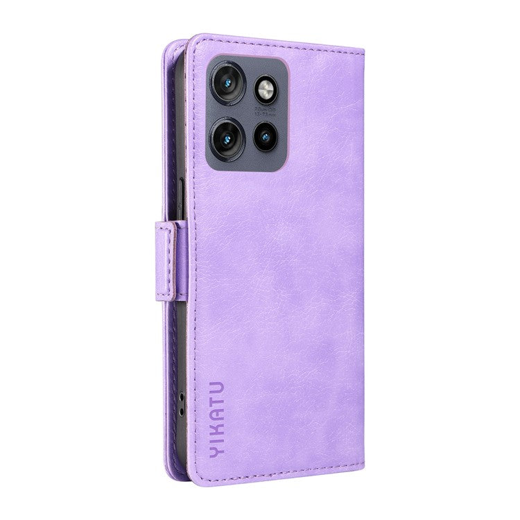 YIKATU YK-007 For Motorola Edge 50 Neo 5G / Moto S50 5G / Thinkphone 25 5G Case Side Buckle PU Leather Phone Cover Litchi Texture - Purple