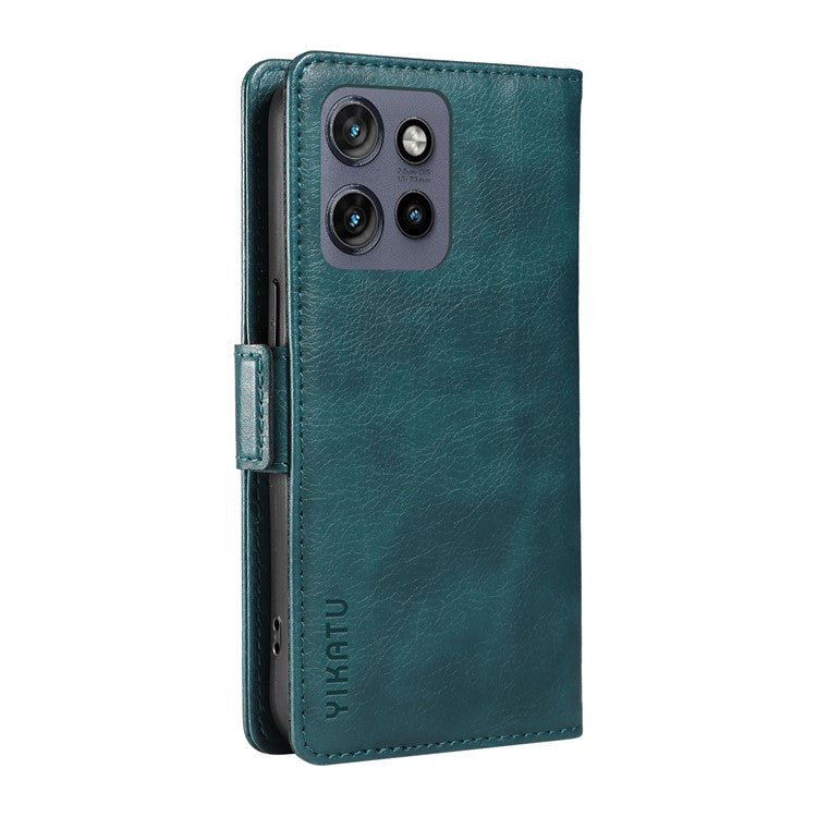 YIKATU YK-007 For Motorola Edge 50 Neo 5G / Moto S50 5G / Thinkphone 25 5G Case Side Buckle PU Leather Phone Cover Litchi Texture - Blue
