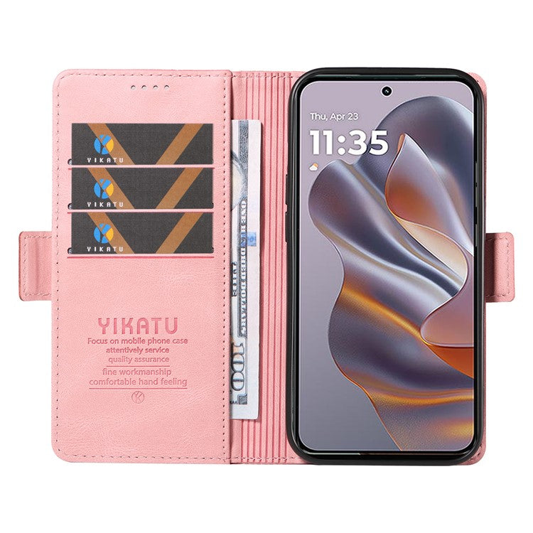 YIKATU YK-005 For Motorola Edge 50 Neo 5G / Moto S50 5G / Thinkphone 25 5G Case PU Leather Wallet Phone Cover Skin Touch Feeling - Pink