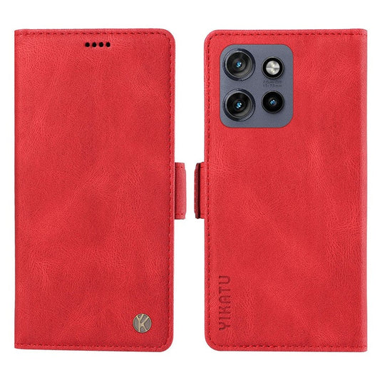 YIKATU YK-005 For Motorola Edge 50 Neo 5G / Moto S50 5G / Thinkphone 25 5G Case PU Leather Wallet Phone Cover Skin Touch Feeling - Red