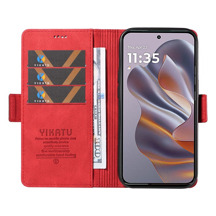 YIKATU YK-005 For Motorola Edge 50 Neo 5G / Moto S50 5G / Thinkphone 25 5G Case PU Leather Wallet Phone Cover Skin Touch Feeling - Red