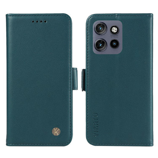 YIKATU YK-003 For Motorola Edge 50 Neo 5G Case Wallet Stand Leather Phone Cover Side Buckle - Green