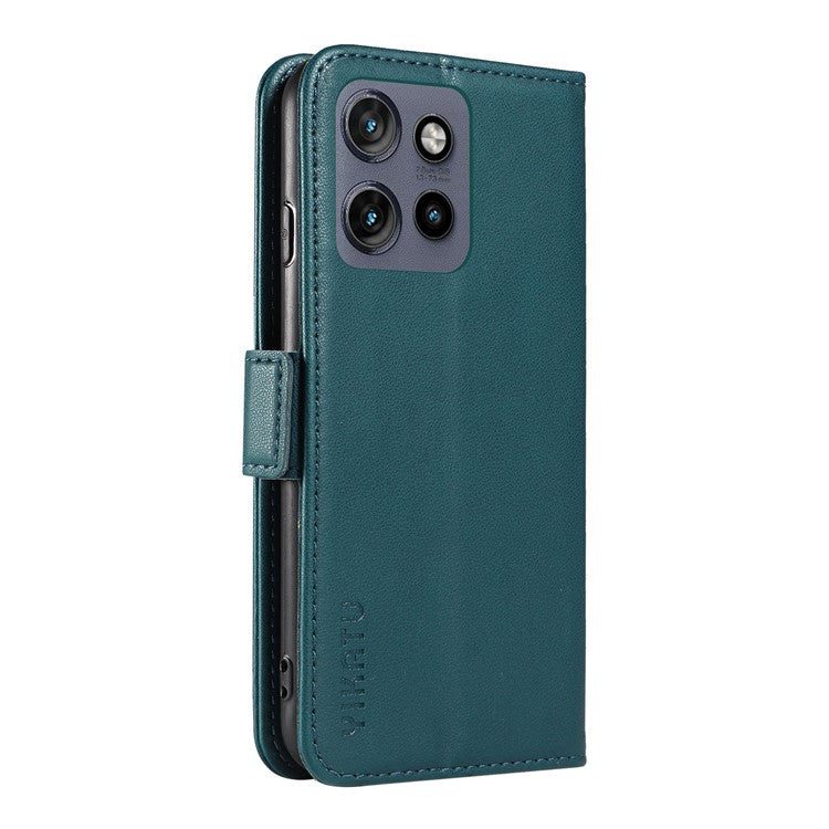 YIKATU YK-003 For Motorola Edge 50 Neo 5G Case Wallet Stand Leather Phone Cover Side Buckle - Green