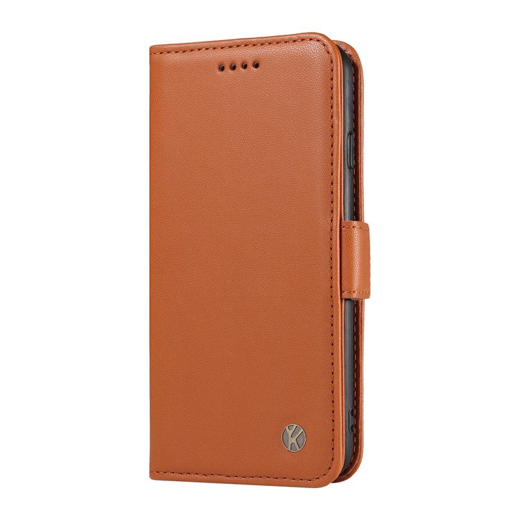 YIKATU YK-003 For Motorola Edge 50 Neo 5G Case Wallet Stand Leather Phone Cover Side Buckle - Brown