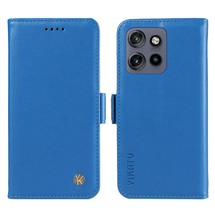 YIKATU YK-003 For Motorola Edge 50 Neo 5G Case Wallet Stand Leather Phone Cover Side Buckle - Sky Blue