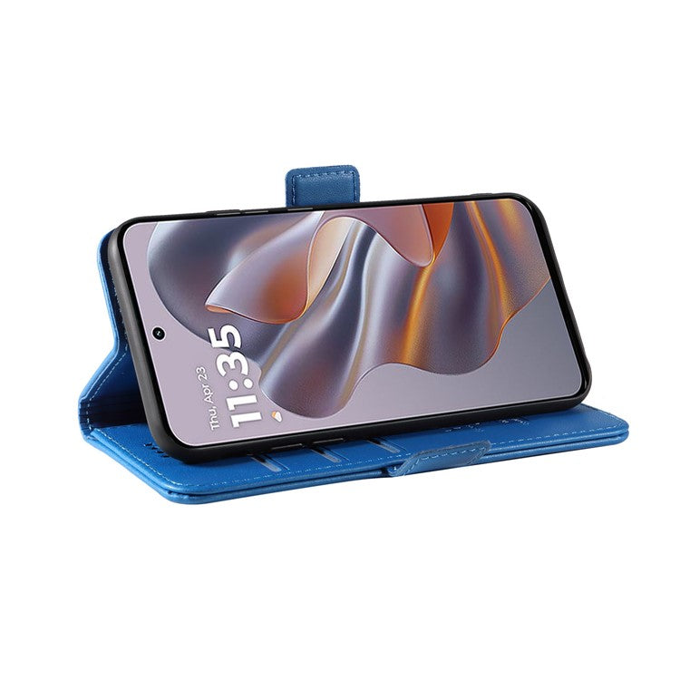 YIKATU YK-003 For Motorola Edge 50 Neo 5G Case Wallet Stand Leather Phone Cover Side Buckle - Sky Blue