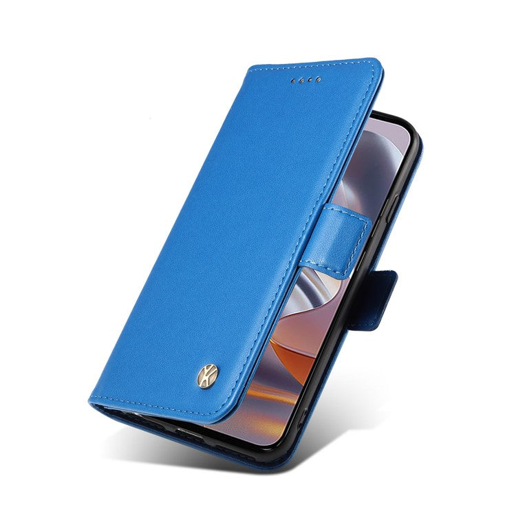 YIKATU YK-003 For Motorola Edge 50 Neo 5G Case Wallet Stand Leather Phone Cover Side Buckle - Sky Blue