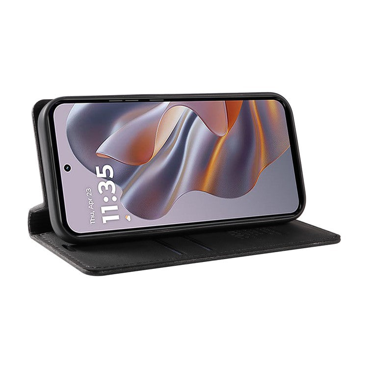 YIKATU YK-004 For Motorola Edge 50 Neo 5G / Moto S50 5G / Thinkphone 25 5G Case Leather Skin-Touch Phone Cover Magnetic Auto-Absorbed - Black