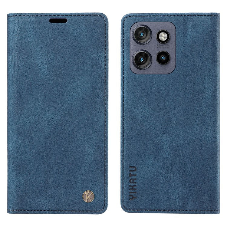 YIKATU YK-004 For Motorola Edge 50 Neo 5G / Moto S50 5G / Thinkphone 25 5G Case Leather Skin-Touch Phone Cover Magnetic Auto-Absorbed - Blue