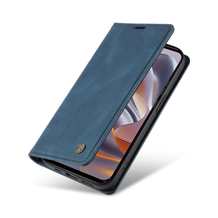 YIKATU YK-004 For Motorola Edge 50 Neo 5G / Moto S50 5G / Thinkphone 25 5G Case Leather Skin-Touch Phone Cover Magnetic Auto-Absorbed - Blue