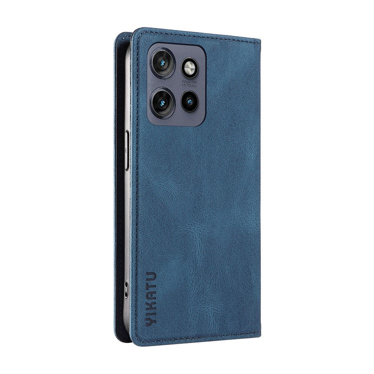 YIKATU YK-004 For Motorola Edge 50 Neo 5G / Moto S50 5G / Thinkphone 25 5G Case Leather Skin-Touch Phone Cover Magnetic Auto-Absorbed - Blue