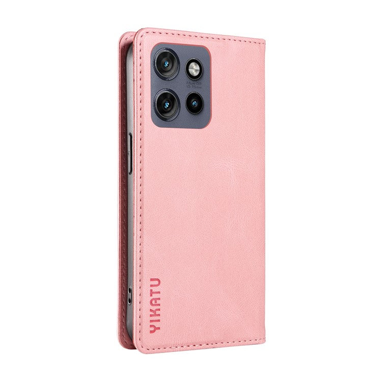 YIKATU YK-004 For Motorola Edge 50 Neo 5G / Moto S50 5G / Thinkphone 25 5G Case Leather Skin-Touch Phone Cover Magnetic Auto-Absorbed - Pink