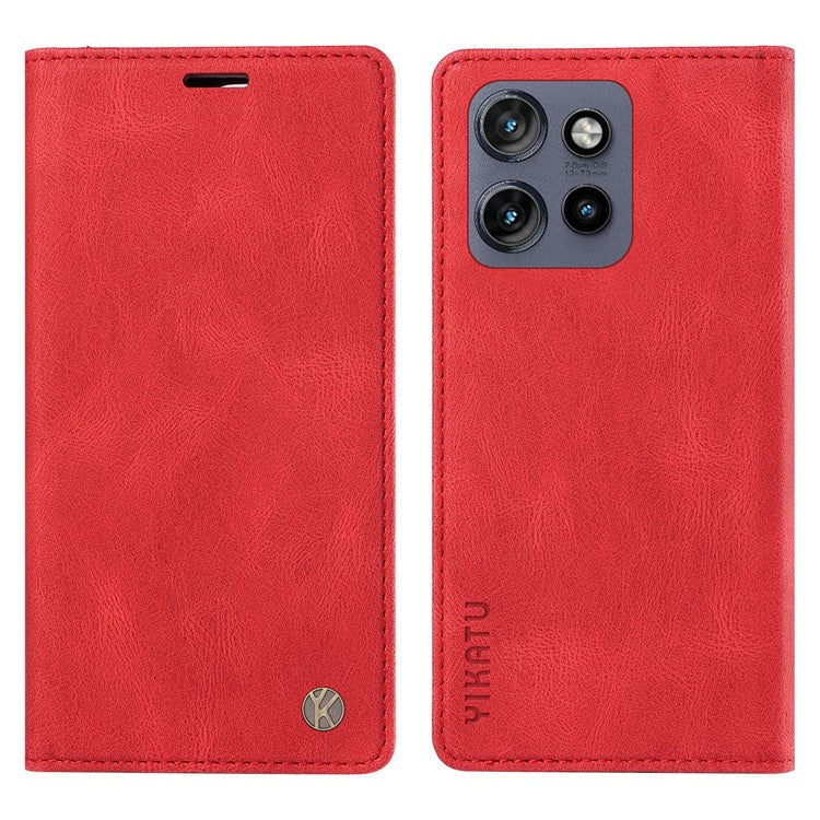 YIKATU YK-004 For Motorola Edge 50 Neo 5G / Moto S50 5G / Thinkphone 25 5G Case Leather Skin-Touch Phone Cover Magnetic Auto-Absorbed - Red