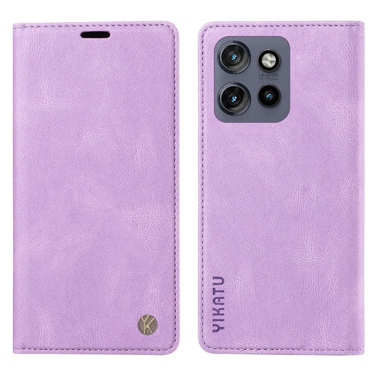 YIKATU YK-004 For Motorola Edge 50 Neo 5G / Moto S50 5G / Thinkphone 25 5G Case Leather Skin-Touch Phone Cover Magnetic Auto-Absorbed - Purple