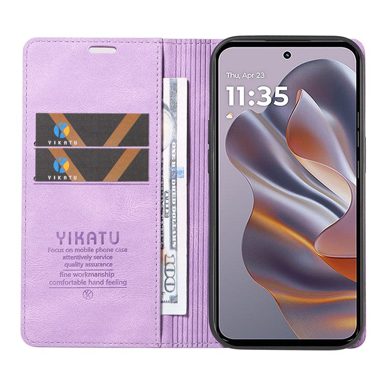 YIKATU YK-004 For Motorola Edge 50 Neo 5G / Moto S50 5G / Thinkphone 25 5G Case Leather Skin-Touch Phone Cover Magnetic Auto-Absorbed - Purple
