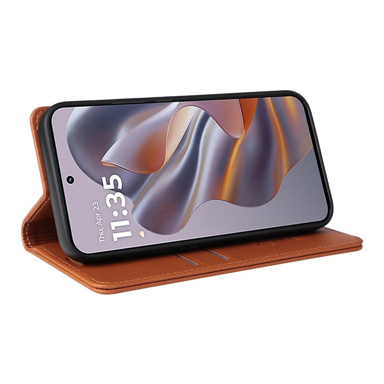 YIKATU YK-001 For Motorola Edge 50 Neo 5G / Moto S50 5G / Thinkphone 25 5G Case Stand Leather Phone Cover Strong Magnetic Closure - Brown