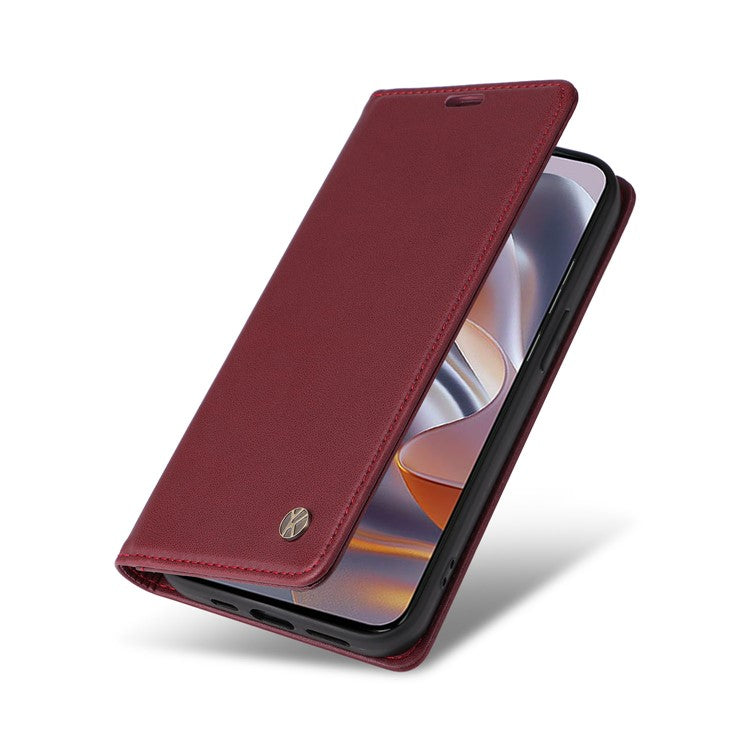 YIKATU YK-001 For Motorola Edge 50 Neo 5G / Moto S50 5G / Thinkphone 25 5G Case Stand Leather Phone Cover Strong Magnetic Closure - Wine Red