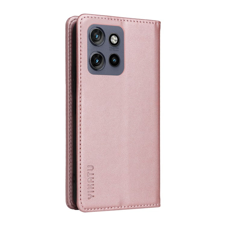 YIKATU YK-001 For Motorola Edge 50 Neo 5G / Moto S50 5G / Thinkphone 25 5G Case Stand Leather Phone Cover Strong Magnetic Closure - Rose Gold