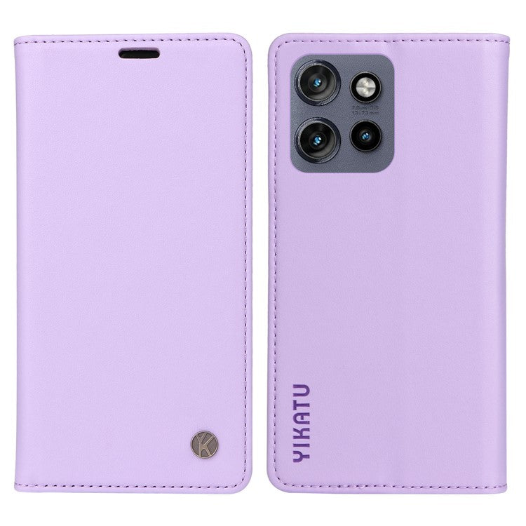 YIKATU YK-001 For Motorola Edge 50 Neo 5G / Moto S50 5G / Thinkphone 25 5G Case Stand Leather Phone Cover Strong Magnetic Closure - Light Purple