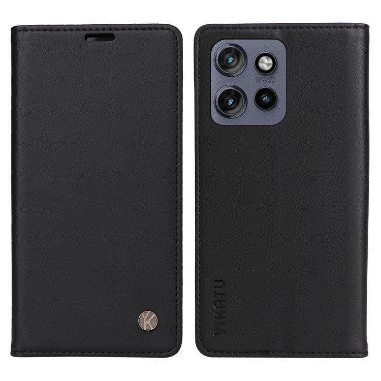 YIKATU YK-001 For Motorola Edge 50 Neo 5G / Moto S50 5G / Thinkphone 25 5G Case Stand Leather Phone Cover Strong Magnetic Closure - Black