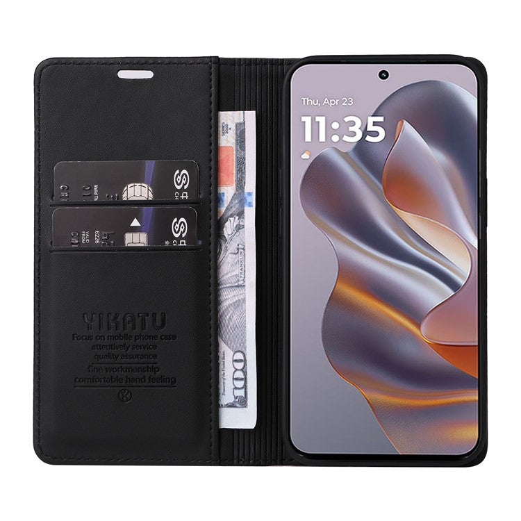 YIKATU YK-001 For Motorola Edge 50 Neo 5G / Moto S50 5G / Thinkphone 25 5G Case Stand Leather Phone Cover Strong Magnetic Closure - Black