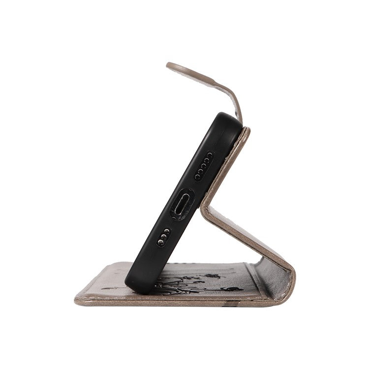 For Motorola Edge 50 Neo 5G / Moto S50 5G / Thinkphone 25 5G Case Flower Pattern PU Leather Wallet Phone Cover - Grey