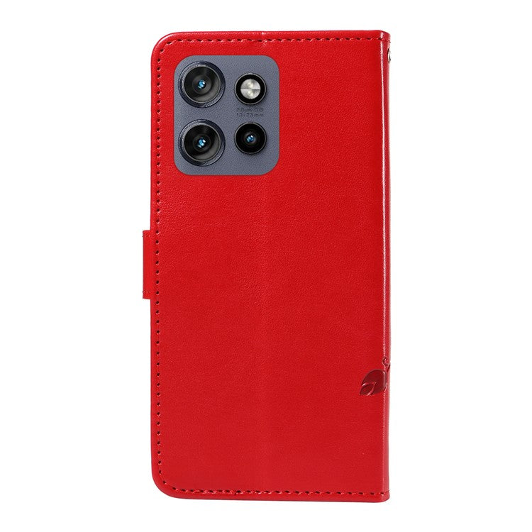 For Motorola Edge 50 Neo 5G / Moto S50 5G / Thinkphone 25 5G Case Flower Pattern PU Leather Wallet Phone Cover - Red