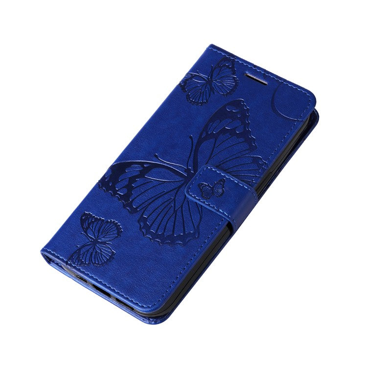 KT Imprinting Flower Series-2 For Motorola Edge 50 Neo 5G / Moto S50 5G / Thinkphone 25 5G Case Butterfly Leather Phone Cover - Blue