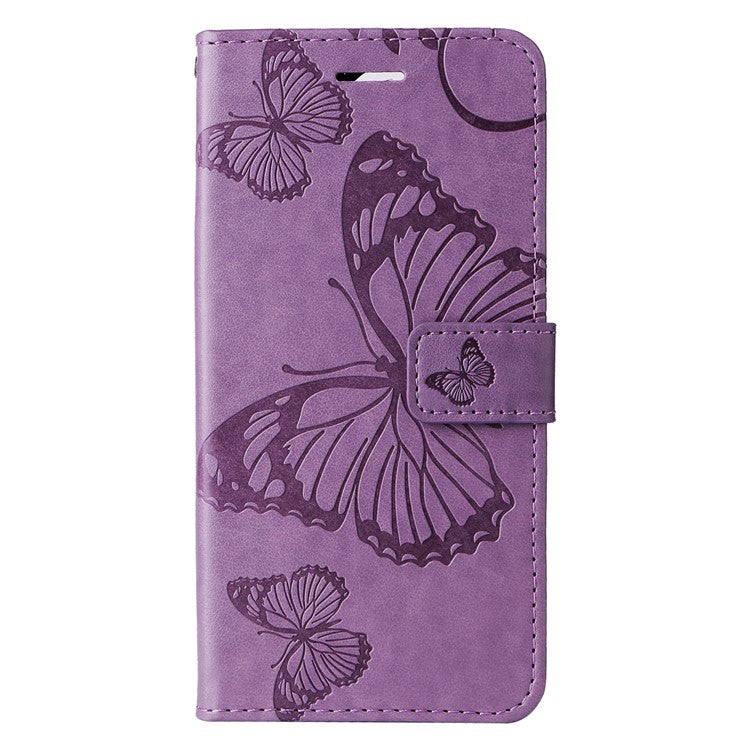 KT Imprinting Flower Series-2 For Motorola Edge 50 Neo 5G / Moto S50 5G / Thinkphone 25 5G Case Butterfly Leather Phone Cover - Light Purple
