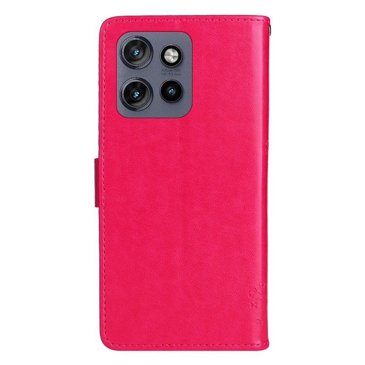 KT Imprinting Flower Series-3 For Motorola Edge 50 Neo 5G Case Cat Tree Pattern Flip Leather Phone Cover - Rose