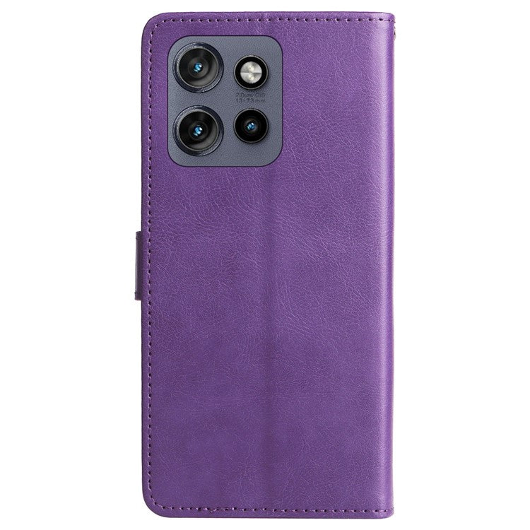 KT Leather Series-2 for Motorola Edge 50 Neo 5G Case Solid Color Leather Phone Cover Wallet Stand - Purple