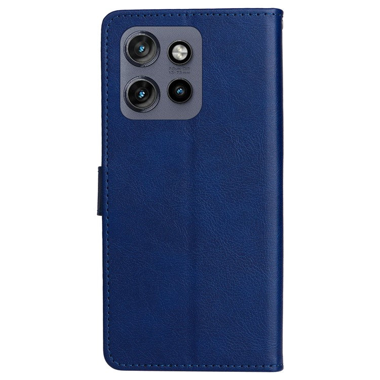 KT Leather Series-2 for Motorola Edge 50 Neo 5G Case Solid Color Leather Phone Cover Wallet Stand - Blue