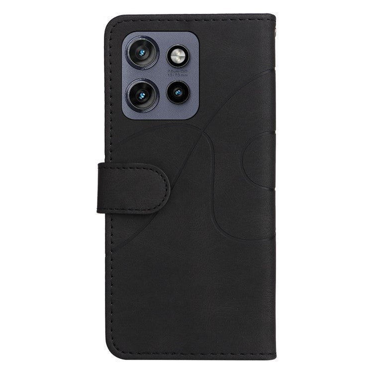 KT Leather Series-1 For Motorola Edge 50 Neo 5G / Moto S50 5G / Thinkphone 25 5G Leather Case Color Splicing Phone Cover Wallet Stand - Black